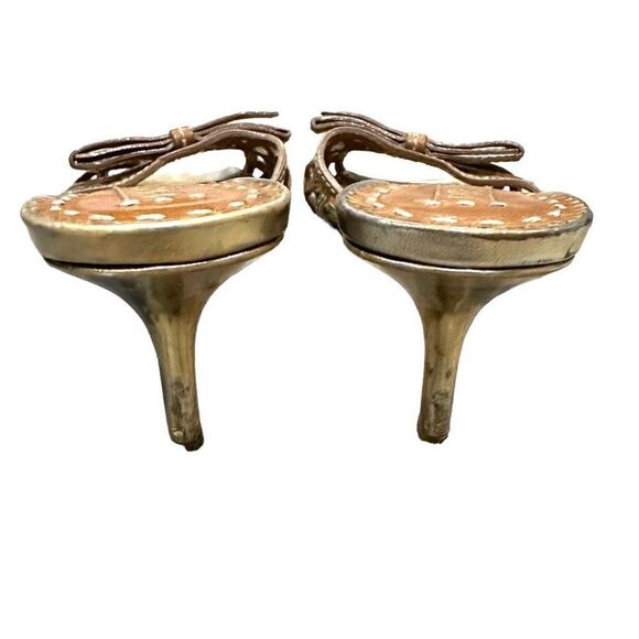 Prada Women's Sandal Pointed High Heel Open Toe Slip On Brown Size 37.5 - Picture 5 of 7